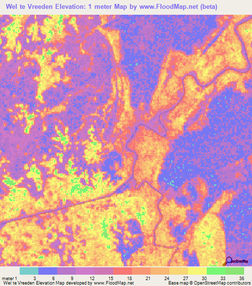 Wel te Vreeden,Guyana Elevation Map