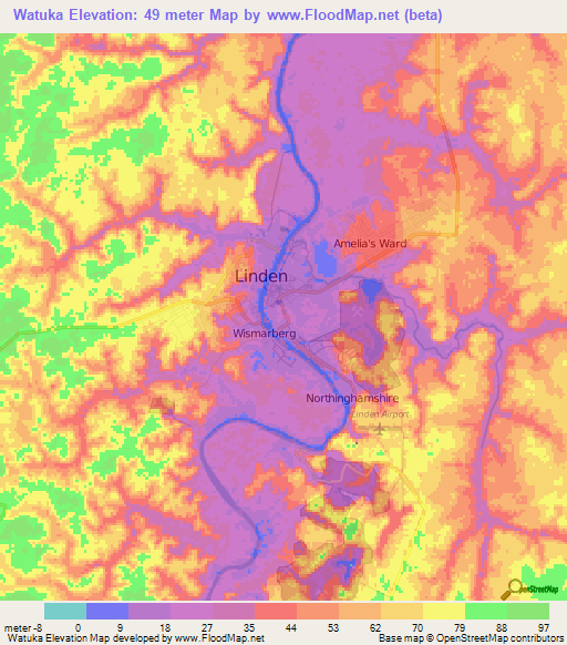 Watuka,Guyana Elevation Map