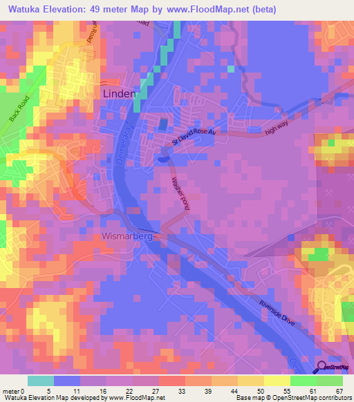 Watuka,Guyana Elevation Map