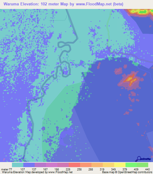 Waruma,Guyana Elevation Map