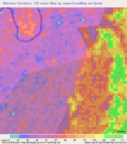 Waruma,Guyana Elevation Map