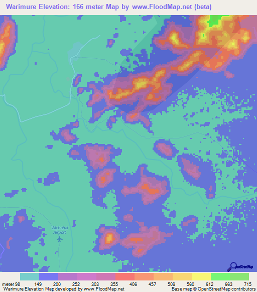 Warimure,Guyana Elevation Map