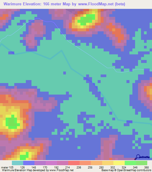 Warimure,Guyana Elevation Map