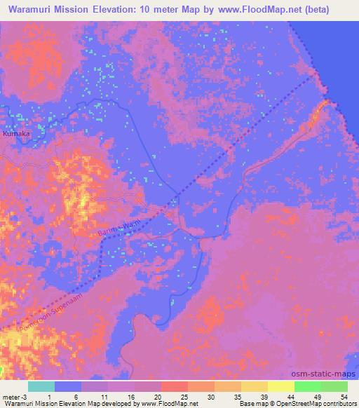 Waramuri Mission,Guyana Elevation Map