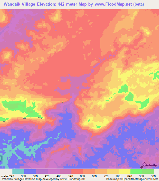 Wandaik Village,Guyana Elevation Map