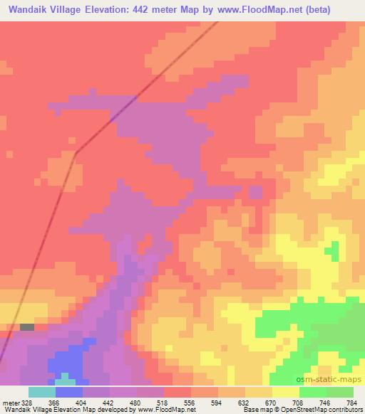 Wandaik Village,Guyana Elevation Map