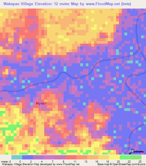 Wakapau Village,Guyana Elevation Map