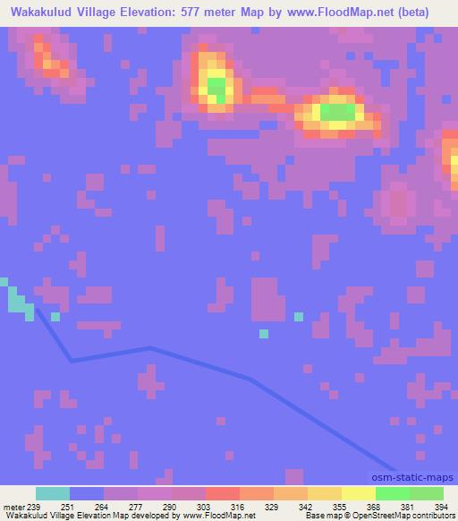 Wakakulud Village,Guyana Elevation Map