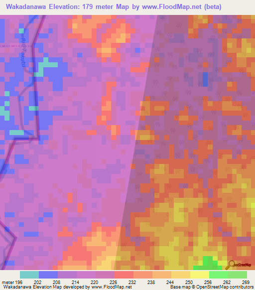 Wakadanawa,Guyana Elevation Map