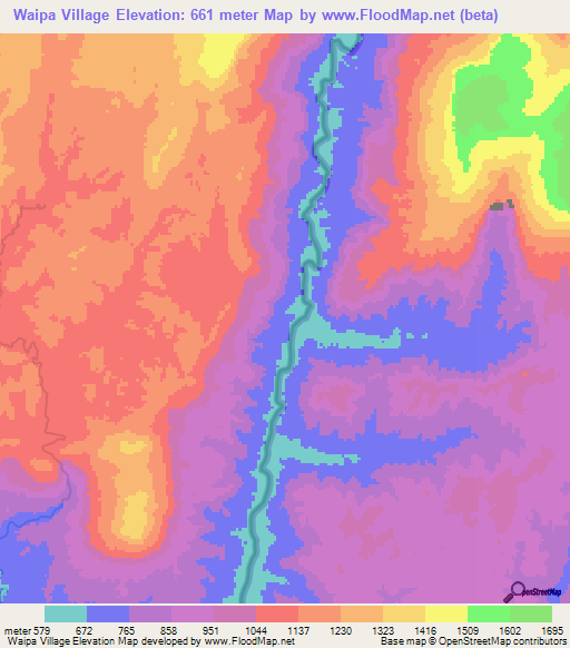 Waipa Village,Guyana Elevation Map