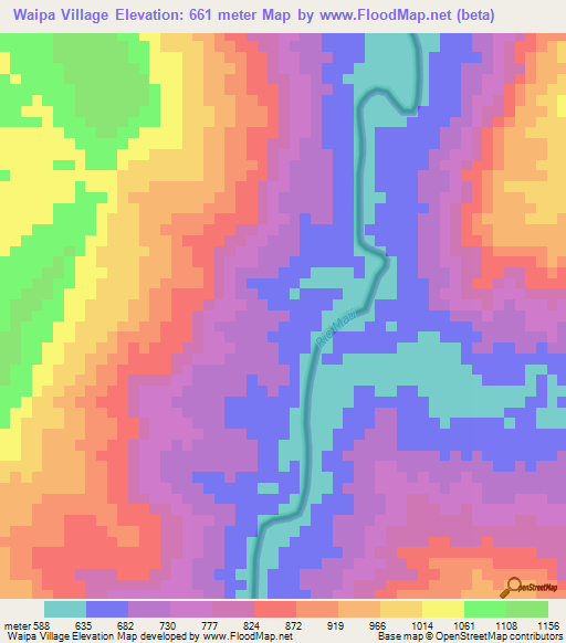 Waipa Village,Guyana Elevation Map