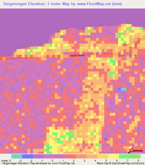 Vergenoegen,Guyana Elevation Map