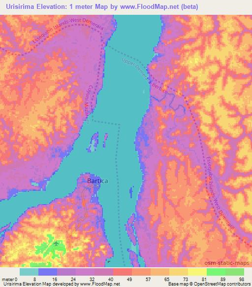 Urisirima,Guyana Elevation Map