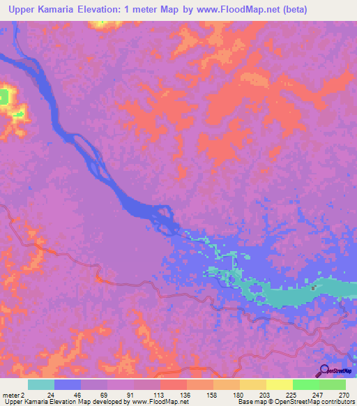 Upper Kamaria,Guyana Elevation Map