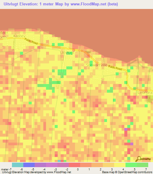 Uitvlugt,Guyana Elevation Map