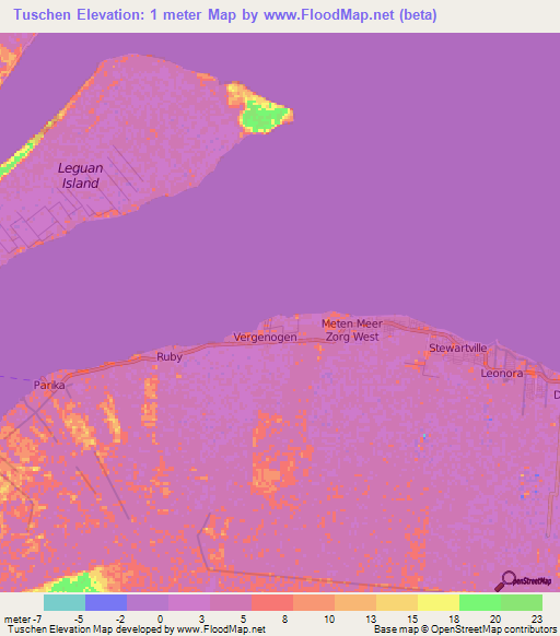 Tuschen,Guyana Elevation Map