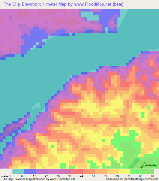 The Clip,Guyana Elevation Map