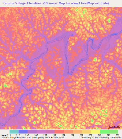 Taruma Village,Guyana Elevation Map