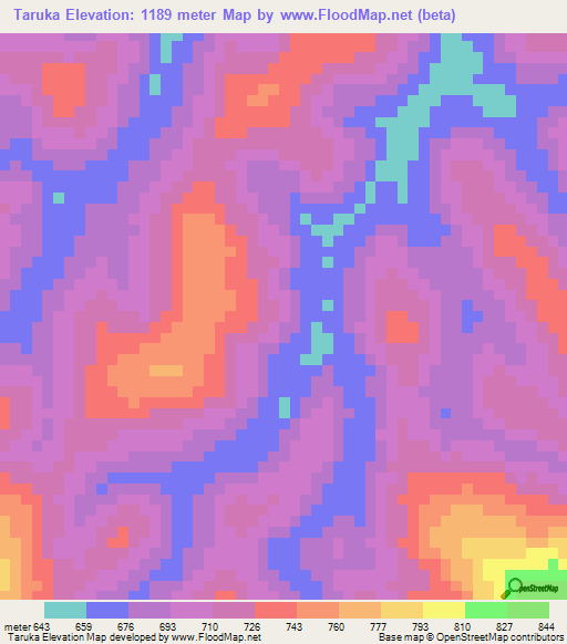 Taruka,Guyana Elevation Map