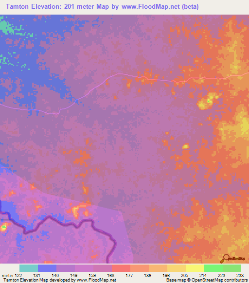 Tamton,Guyana Elevation Map