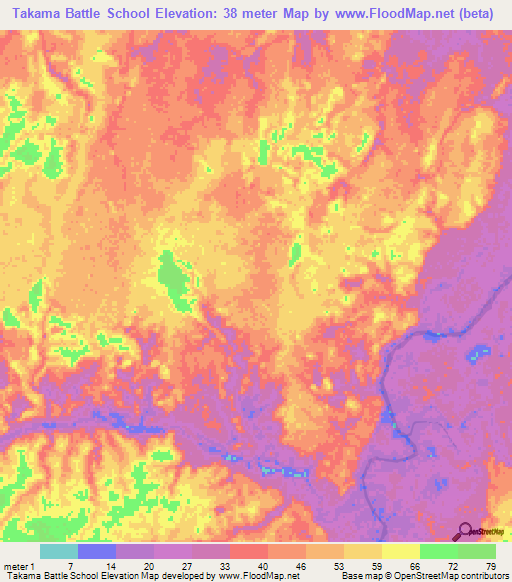 Takama Battle School,Guyana Elevation Map