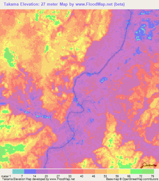 Takama,Guyana Elevation Map