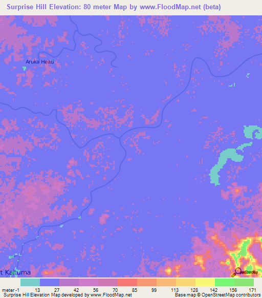 Surprise Hill,Guyana Elevation Map