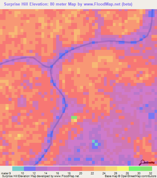 Surprise Hill,Guyana Elevation Map