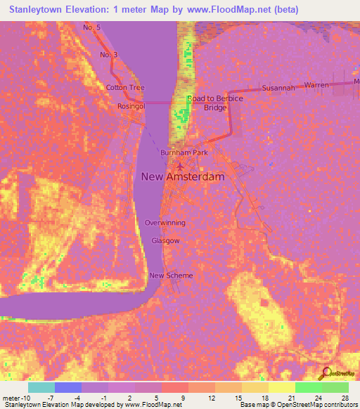 Stanleytown,Guyana Elevation Map