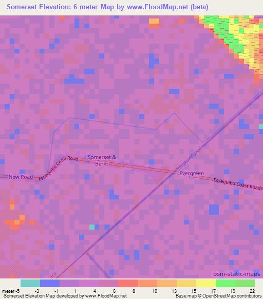 Somerset,Guyana Elevation Map