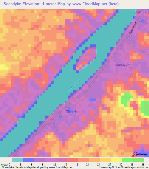 Soesdyke,Guyana Elevation Map