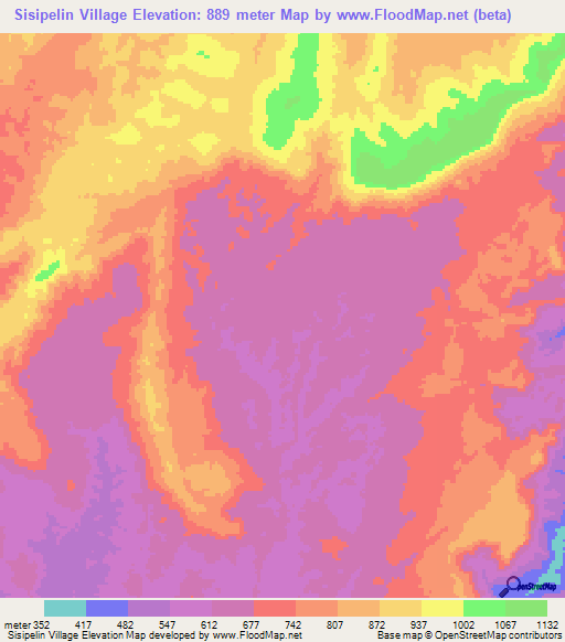 Sisipelin Village,Guyana Elevation Map