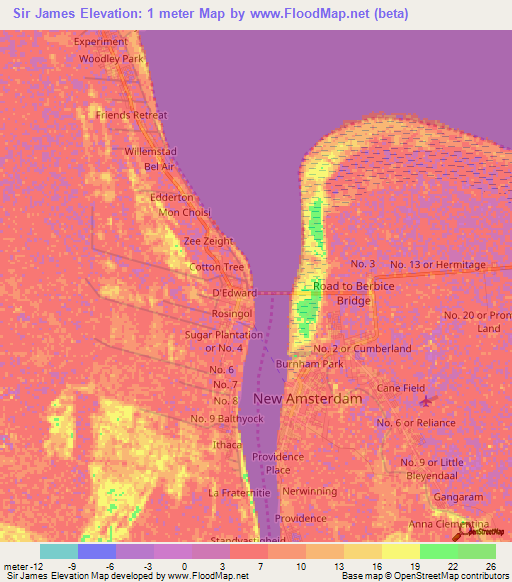 Sir James,Guyana Elevation Map