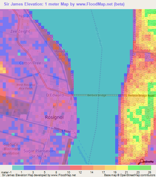 Sir James,Guyana Elevation Map