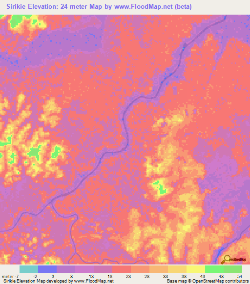 Sirikie,Guyana Elevation Map