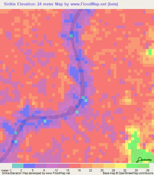 Sirikie,Guyana Elevation Map