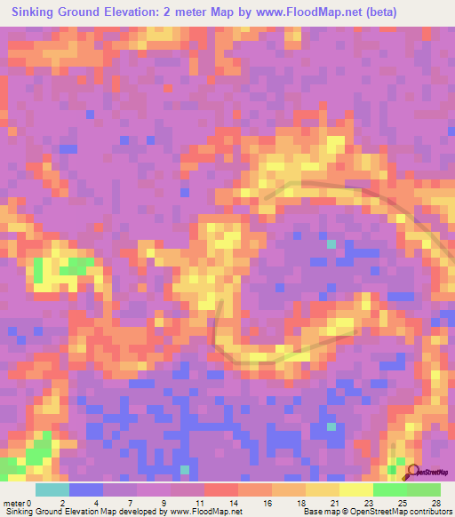 Sinking Ground,Guyana Elevation Map