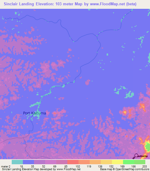 Sinclair Landing,Guyana Elevation Map