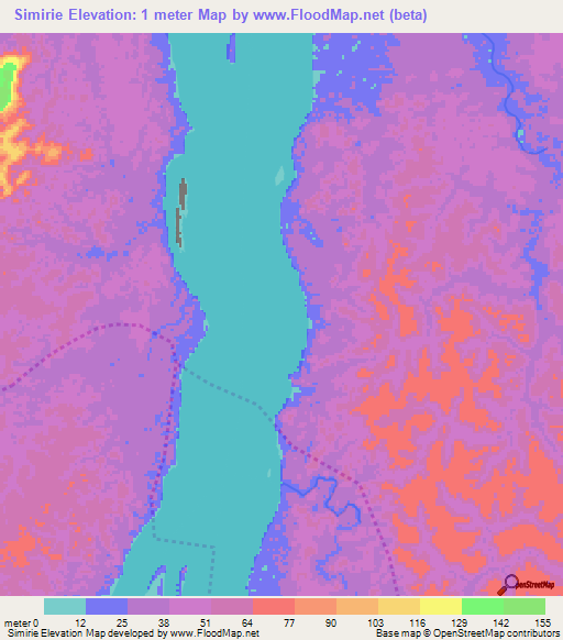 Simirie,Guyana Elevation Map