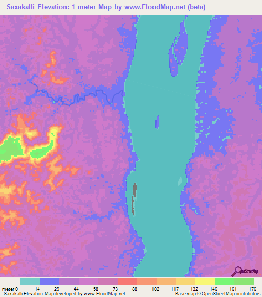 Saxakalli,Guyana Elevation Map