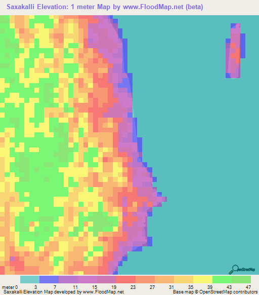 Saxakalli,Guyana Elevation Map