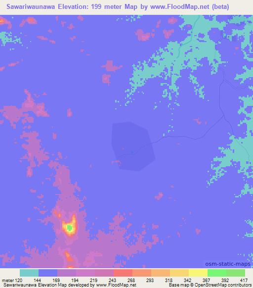 Sawariwaunawa,Guyana Elevation Map