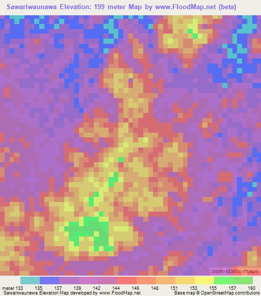 Sawariwaunawa,Guyana Elevation Map