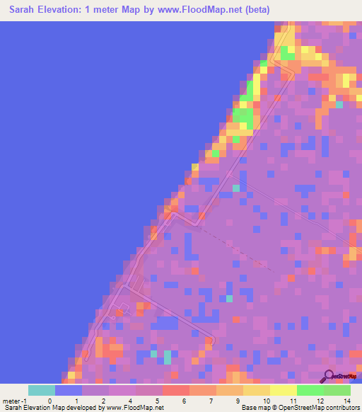 Sarah,Guyana Elevation Map