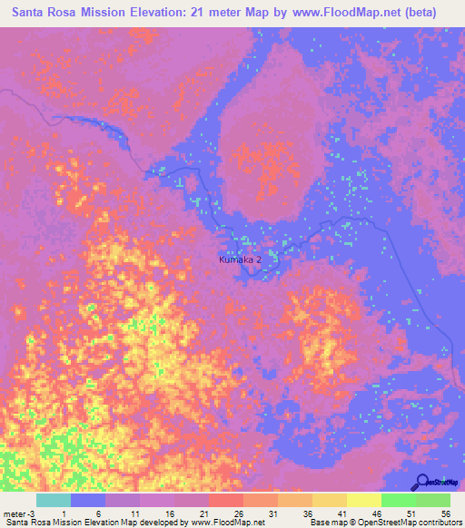 Santa Rosa Mission,Guyana Elevation Map