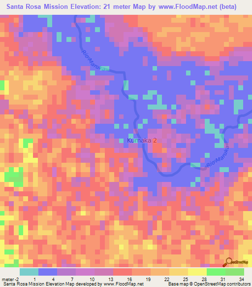 Santa Rosa Mission,Guyana Elevation Map