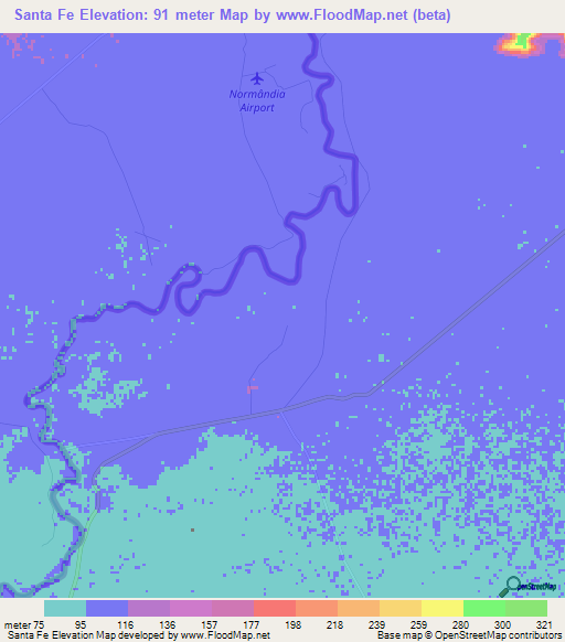 Santa Fe,Guyana Elevation Map