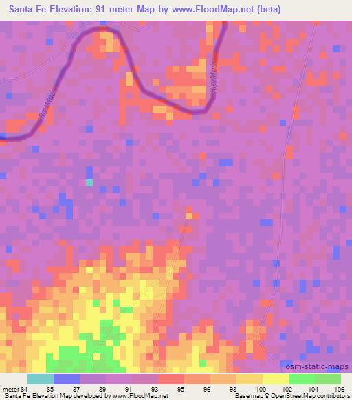 Santa Fe,Guyana Elevation Map