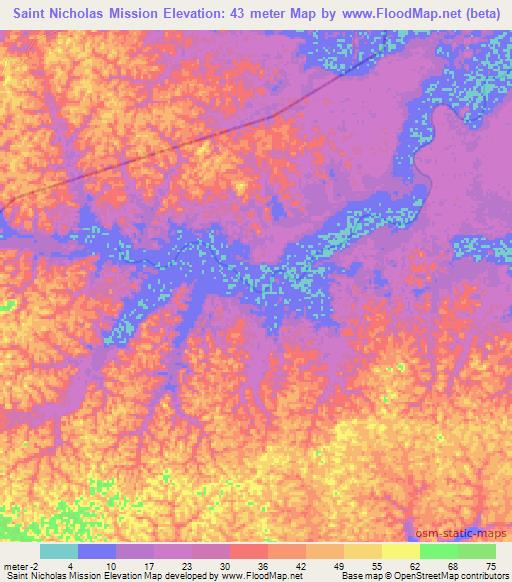 Saint Nicholas Mission,Guyana Elevation Map