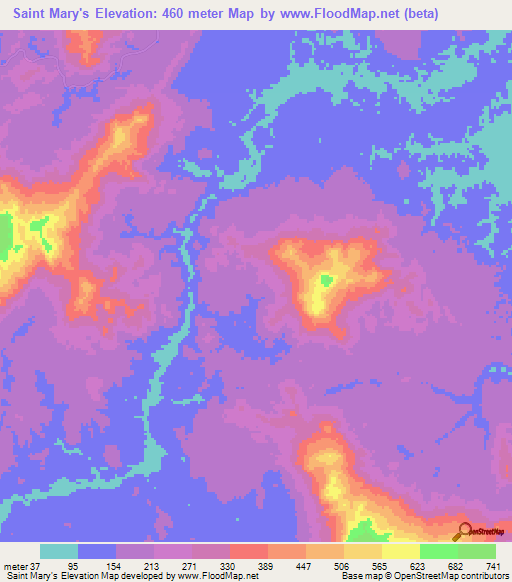 Saint Mary's,Guyana Elevation Map